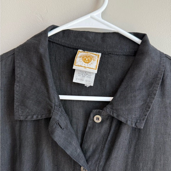 Vintage Tom Tom Inc Button-Down 100% black linen dress made in the USA - Picture 2 of 8